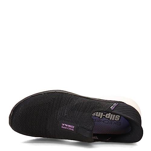 Skechers Femme GO Walk 6 Fabulous View Sneakers,Sports Shoes, Black Textile/Lavender Trim, 37 EU