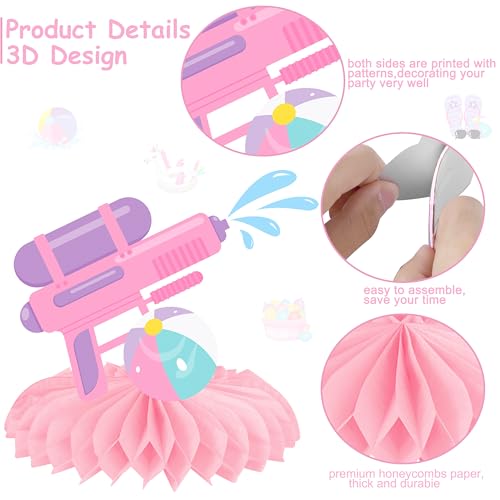 Image of 11pcs Summer Pool Party Honeycomb Centerpieces Hello Summer Party Centerpieces for Table Pink Summer Theme Party Decorations for Girls Birthday Party Baby Shower Supplies