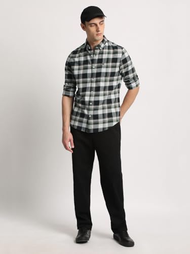 Image of THE BEAR HOUSE Men Cotton Slim Fit Solid Casual Shirt