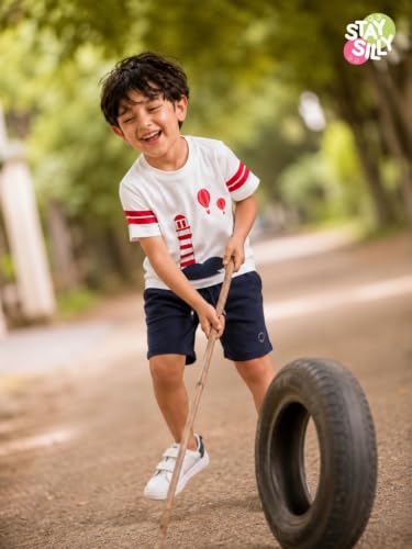 Image of Pilolo Kids Soft Cotton Terry Lycra Adjustable Drawstring Pocket Shorts for Boys