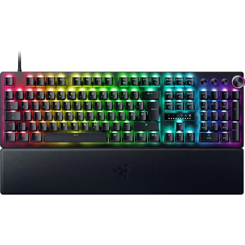Razer Huntsman V3 Pro – Tastiera ottica analogica E-Sport (trigger a fuoco rapido, Snap Tap, Manopola digitale multifunzionale, tappi per tasti in PBT) layout DE, nero