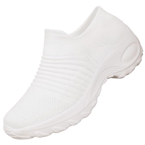 Image of Non Slip Work Shoes Women, Slip On Sneakers Women,Work Shoes Walking Gym Nurse Mesh Casual Fashion Sneakers Comfort Breathable Lightweight