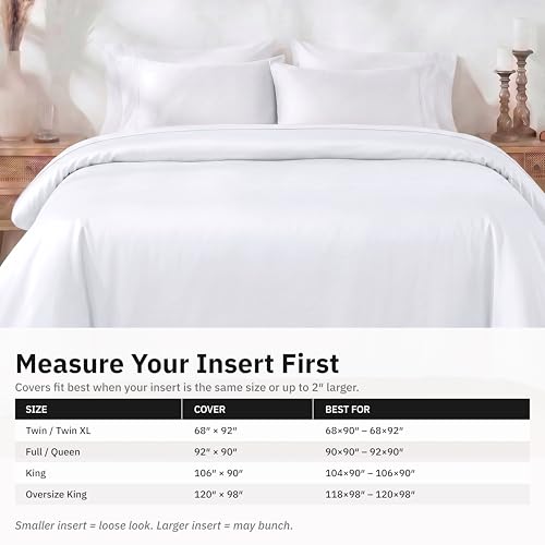 Image of California Design Den Oversized King Duvet Cover Only - Winner Good Housekeeping Best Bedding Awards 2025, Premium 400 Thread Count Sateen, 100% Cotton Duvet Cover, Button Closure & Corner Ties -White