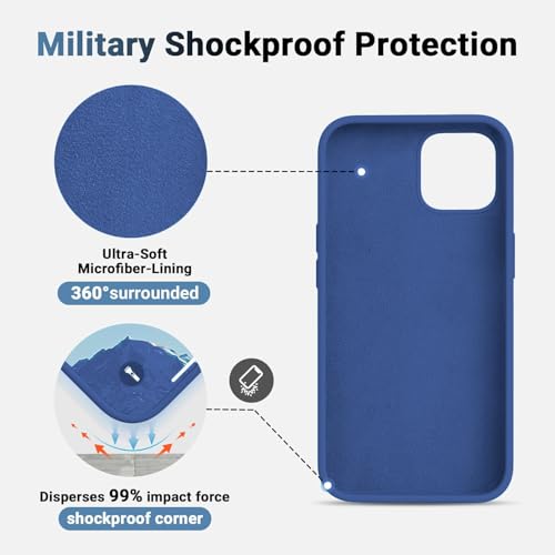 Image of DIZORO Microfiber Candy Case Compatible for iPhone 12 /iPhone 12 Pro 6.1 inch, Shockproof Slim Back Cover Liquid Silicone Case - Blue