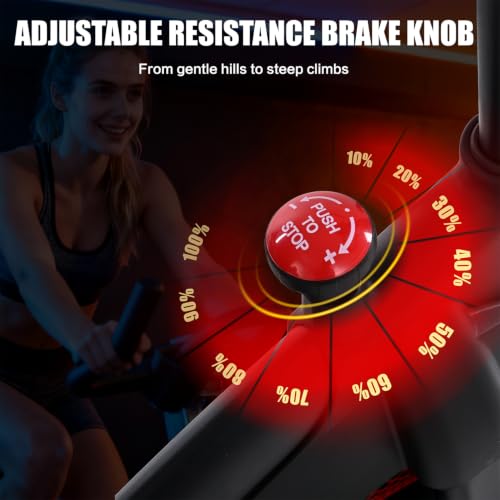 Image of Exercise Bike Indoor Stationary Bike with Bluetooth Cycling Bicycle for Home Gym 300 lbs Weight Capacity Adjustable Seat /Handlebar for Office Cardio Workout