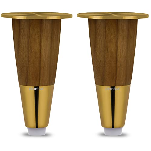 Image of Plantex Heavy Duty Round 4 inch Spare Sofa Legs for Bed Furniture /Sofa Legs for Furniture Fitting /Table Legs /Sofa Leg Set of 2 pcs (Gold Finish)