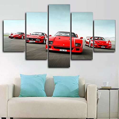Voitures de course classiques F40 rouges pour Deco Murale Salon Grand Tableau