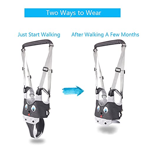 IULONEE Baby Walker, Handheld Kids Toddler Walking Harness Helper Assistant Protective Belt Child Activity Walker Adjustable Standing Up Walking Learning Helper for Toddler 7-24 Month (N-Grey)