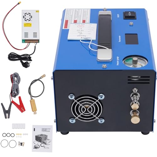 awolsrgiop 4500psi PCP Kompressor, 300Bar PCP Hochdruckluftkompressor Automatisch Stoppen Luftpump PCP Luftkompressor, 250W 12V PCP Hochdruckpumpe mit Transformator für Aufblasflasche PCP Inflator