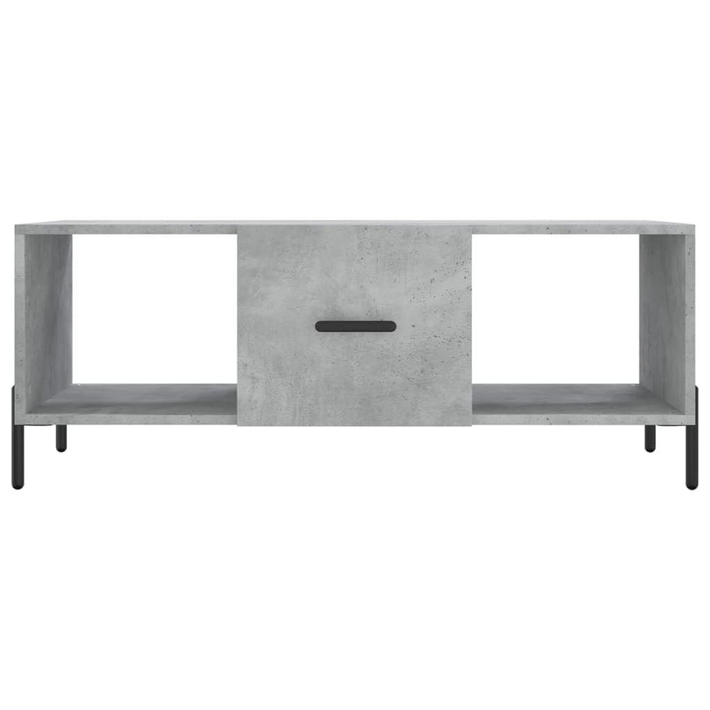 Couchtisch Betongrau Moderner Beistelltisch 102x50x40 cm mit Stauraum Wohnzimmer Möbel Holzwerkstoff Eisenbeine Stylisches Wohnaccessoire für Esszimmer