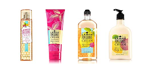 Bath & Body Works LEMON POMEGRANATE CREAM LG SET mist 8 oz, body cream 8 oz, shower gel 10 fl oz, body lotion 8 fl oz.
