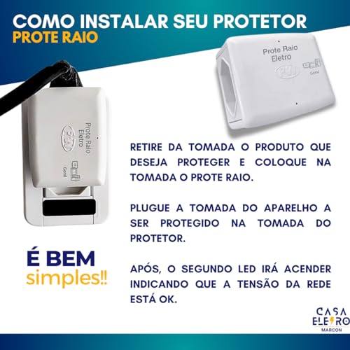 Protetor Elétrico Contra Raios Surtos e Oscilações com Duas Tomadas 127V Prote Raio Para Eletrodomés