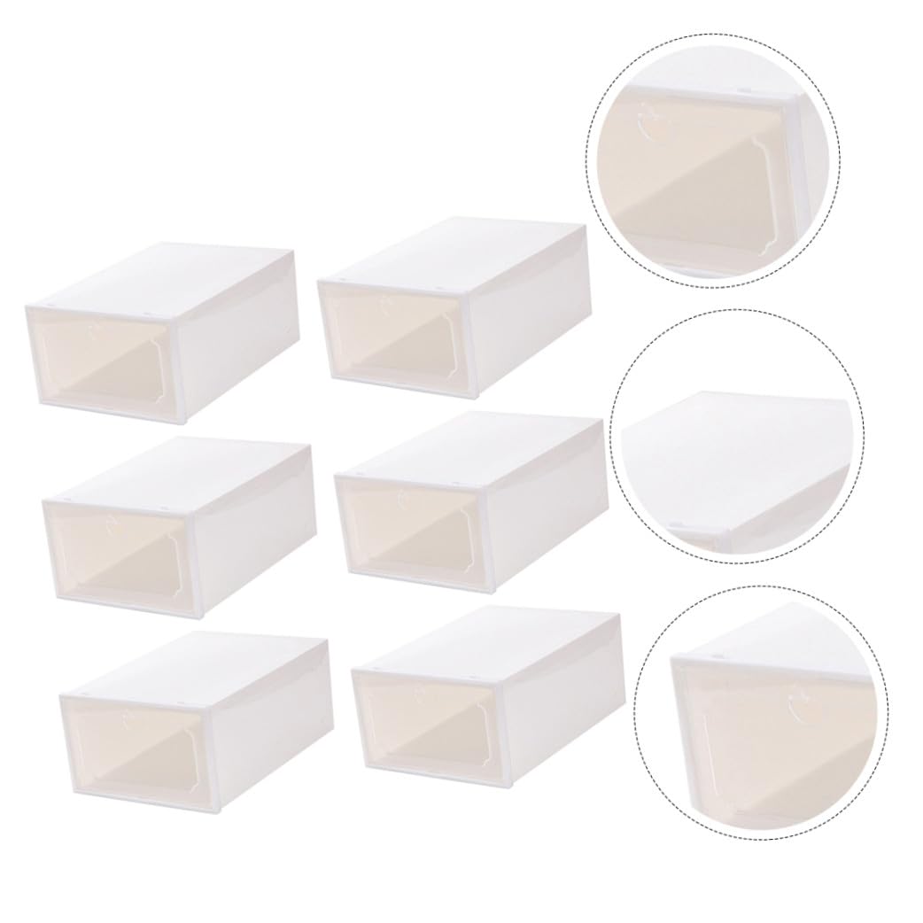BESTYASH Scatola Portascarpe Trasparente 6 Pezzi Contenitore Impilabile in Resistente Design Cassetto per Organizzazione Scarpe