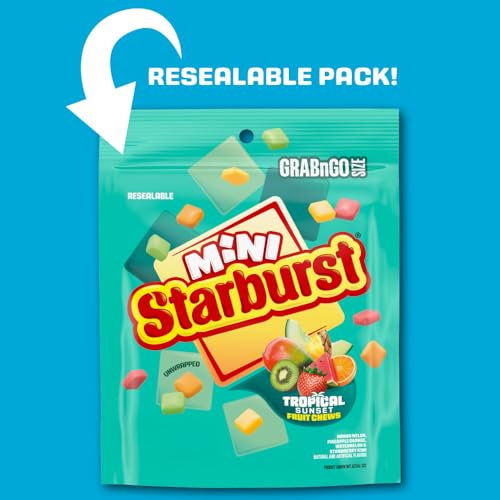 STARBURST Minis Tropical Candy Bulk Candy Bags Of Fruit Chews Snacks 7.2oz - image 6