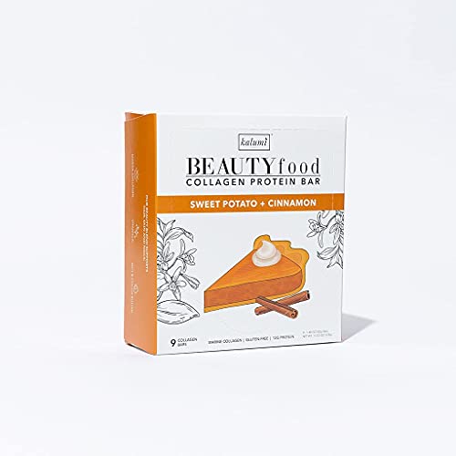Kalumi Beautyfood Collagen Protein Bars | Sweet Potato Cinnamon, 9-Count Box | 8000Mg Collagen, 12G Premium Protein | Gluten-Free Protein Bars, Mct Brain Boost #TOP7