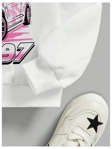 WDIRARA Girl's Cartoon Graphic Print Pullover Hoodies Drop Shoulder Long Sleeve Sweatshirts4