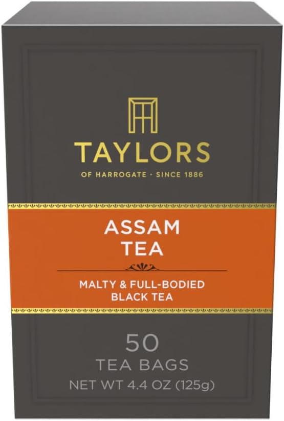 Taylors of Harrogate Assam, Black Tea, Pillow Tea Bags, 50 Count (Pack of 1), Full-bodied, Satisfying & Malty, Caffeinated, Enjoy Hot or Iced, 50 Teabags