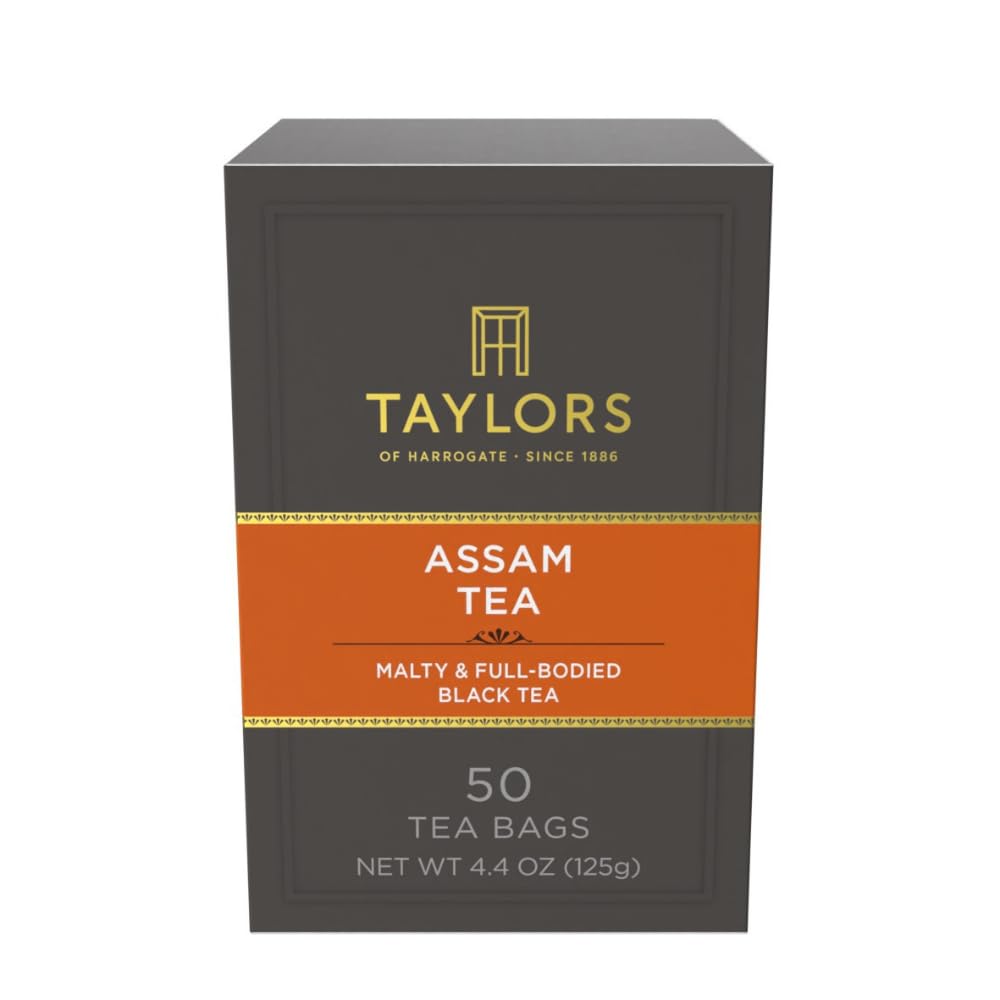 Taylors of Harrogate Assam Black Tea Bags, 50 Count - Full-Bodied Malty Flavor from Brahmaputra Valley, Hot or Iced