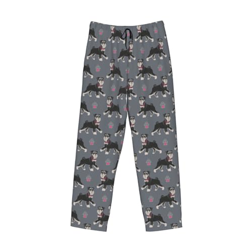 Cute Dog Of Schnauzer Animal Pattern Men's Pajama Pants Sleepwear Bottom Long Sleeve Sleep & Lounge Pants With Pocket4
