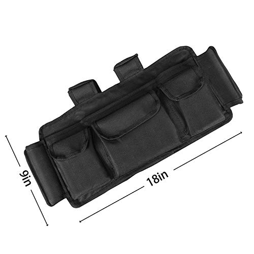 Supregear Walker Bag, Folding Walker Basket Organizer Pouch Tote With Multiple Pockets And Zippered Compartment For Walker Rollator Scooters Wheelchair, Hook & Loop Design Storage Bag (Black) #TOP4