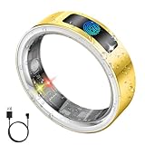 uaue Smart Health Ring for Women Men, Vibration Alert, Touch Control, Fitness Tracker Ring with Sleep/Women's Health/Heart Rate/Steps, IP68 Waterproof for iPhone and Android, Gold 7, No Subscription