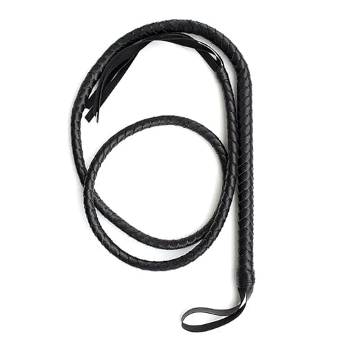 Látigo de cuero negro flexible hecho a mano para props de fiesta de disfraces 7