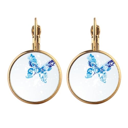 Boucles d'oreilles clips or flûte bleue et graffiti pour un style urbain chic