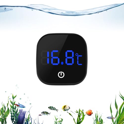 Thermomètre numérique sans fil pour aquarium avec écran LED et commande tactile, précision ±1 °C, noir, pour aquariums, tortues et axolotls