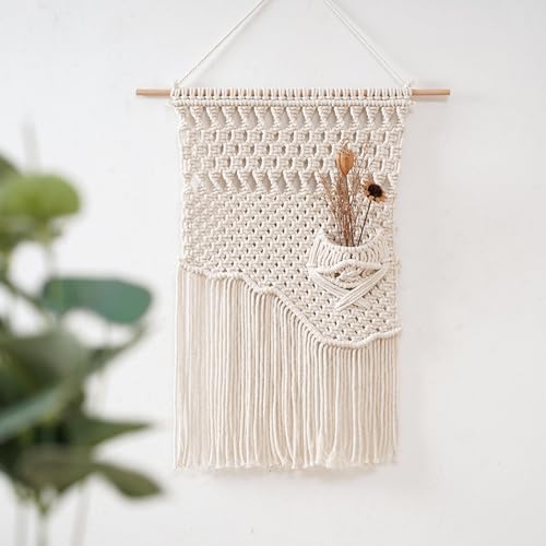 YHXBD Boho macramè da appendere alla parete, realizzato a mano in corda di cotone intrecciato arazzo scenico fotografico decorazione da parete per camera da letto soggiorno, A, 50 x 60 cm