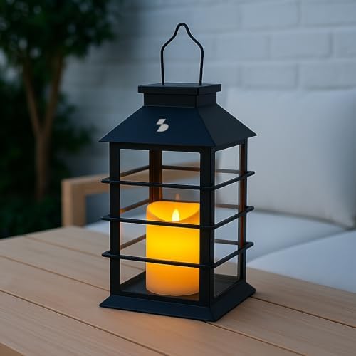 BEPER P207ILO303 Lanterne solaire avec bougie LED à effet flamme,...