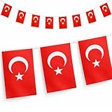 Murago - Türkei Girlande mit 9 Fahnen - ca. 3m Wimpelkette Dekoration Dügun Türkiye Türkische Flagge Bayrak