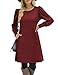 Zeagoo Winter Dresses for Women Fall Tunic Dress with Pockets Ladies Casual Dresses for Church, Wine Red M