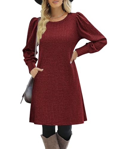 Image of Zeagoo Women Fall Winter Dress Knitted Pullover Dresses