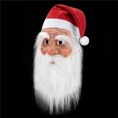 Masque d'accessoires de Cosplay Santa réaliste avec bonnet rouge - 2