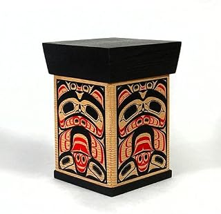 Bear Screen Printed North West Aboriginal Indigenous Steam bent Cedar Box
