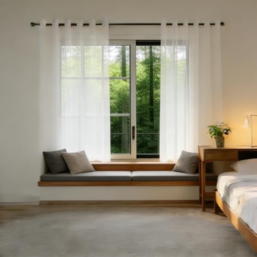 Visillos de filtrado de luz traslúcidos y suaves para dormitorio con ojales 2