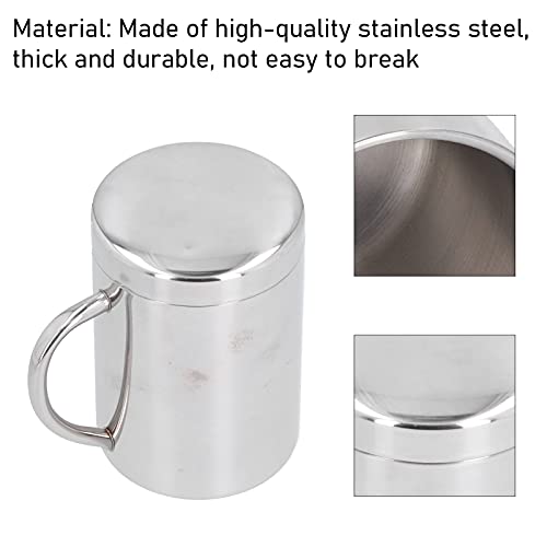 UPQRSG Doppelwandige Kaffeetasse Aus Edelstahl, Metallbecher mitGriff und Deckel, 400 Ml Becher mitWärmeisolierung und Verbrühschutzbecher, Spülmaschinenfest, für Den Heim und Außenbereich Geeignet