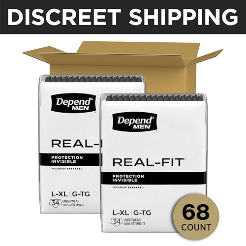 Image of Depend Real Fit Incontinence Underwear for Men, L /XL, 68 Count