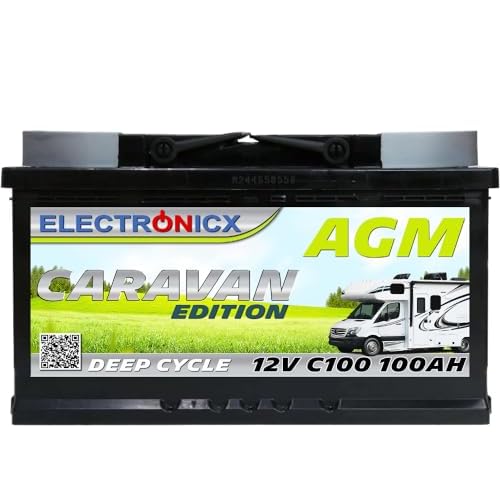 Bater&iacute;a AGM 12v 100Ah Electronicx Caravan Edition bater&iacute;a solar 12v acumulador 12v bater&iacute;as solares suministro bater&iacute;a 12v agm bater&iacute;a caravana camper gel bater&iacute;a 12v 100ah acumulador solar mover