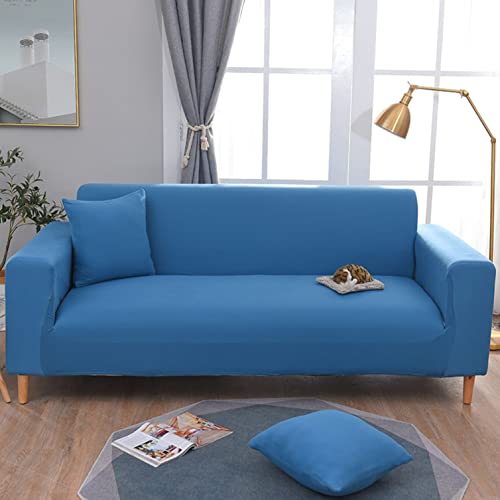 Housse de canapé extensible 1 place bleue et lavable en machine - 2