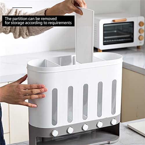 Distributeur de céréales, distributeur de riz mural à 5 grilles pour rangement de cuisine de 9 kg avec tasse à mesurer