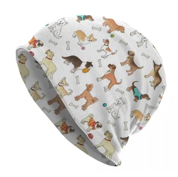 DJC BOUTIQUE Chemo Headwear Beanie Hat Cancer Bandana for Women Man Hat Turban Headwrap Scarf Fully Lined Dog Puppy Bone Paw White
