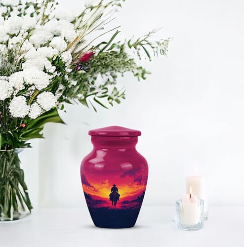 Image of Cowboy Urn - Small Urn for Human Ashes Keepsake - Urn for Ashes Adult Male - Urn for Ashes for Women - Cremation Urns for Human Ashes - Mini Urns for Human Ashes - Size 3 Inch, Pack of 4