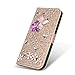 XYX Wallet Case for Samsung Galaxy S24 FE 5G 6.7 inch, Glitter Colorful Butterfly Diamond Luxury Flip Card Slot Girl Women Phone Case Protection Cover, Gold