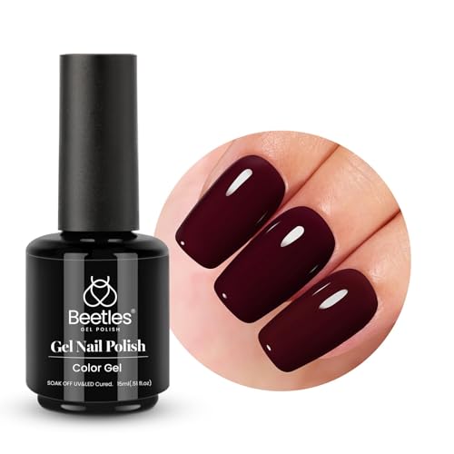 beetles Gel Polish 15mL Merlot Wine Dark Red Burgundy Gel Manicure Diy Nail Art Gel Soak Off UV LED Nail Lamp Nail Art Manicure Salon 1 Pcs
