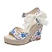 Dames Tissu Compensé Fleur Imprimé Mode Plate-Forme Sandales De Poisson Sandales Bouche Sandales Pour Femmes Chausson Hiver