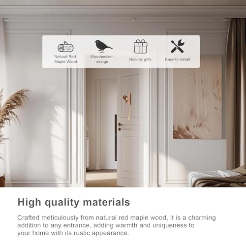 ZIJANG Tuerklingel, Woodpeckers Türklopfer, Türklingeln & Türglocken aus Holz, für Kinderzimmertüren, um die Privatsphäre der Kinder zu Schützen