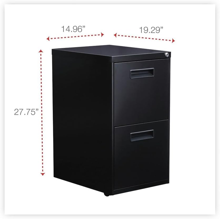 Alera PAFFBL Two-Drawer Metal Pedestal File, 14 7/8w X 19-1/8d X 27-3/4h, Black
