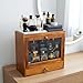 SeLuM Wooden Cologne Cabinet Organizer Walnut Brown for Dresser Countertop– Big Pefume Storage Case, Dust- Proof, Vegan Leather-Lined, Large Fragrance or Cosmetics Stand – Gift Box Included