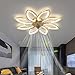 Lámpara de techo con ventilador LED Luces, Atenuación Ventilador de luz de techo con control remoto, Moderno Lámpara de techo por Sala Dormitorio Oficina, Ventilador inverso (Oro, 90CM)